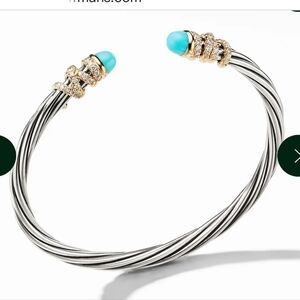 David Yurman Helena Turquoise and Diamond Cuff